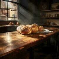 ai generiert frisch Laib Bäckerei Brot. generieren ai foto