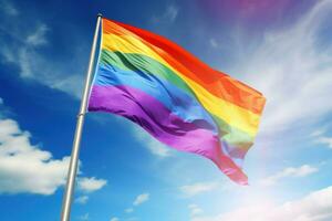 ai generiert erhebend lgbt Flagge auf Himmel. generieren ai foto