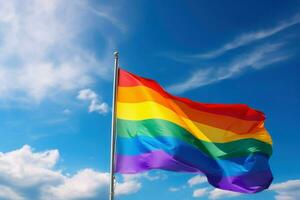 ai generiert bunt lgbt Flagge auf Himmel. generieren ai foto