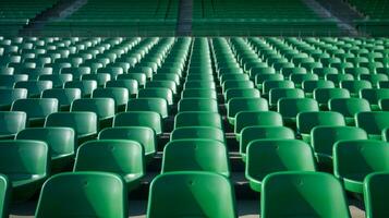 ai generiert das leeren Sitze von ein Fußball Stadion, das ruhig Atmosphäre Das herrscht foto