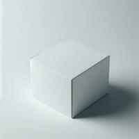spotten oben Weiß Karton Kasten. leer Weiß Produkt Verpackungen Box foto