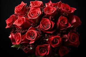 ai generiert rot Rosen vereinbart worden im Amor Pfeil Form, Valentinstag, Dating und Liebe Vorschlag Bild foto