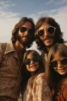 ai generiert ein Familie mit Hippie Stil foto