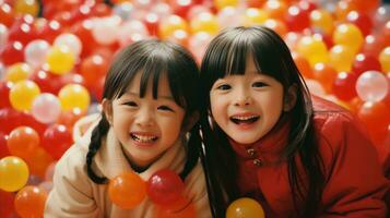 ai generiert Foto von jung asiatisch Kinder