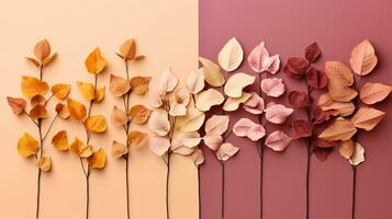 ai generiert Gelb Rosa Sanft Farbe Herbst Blume verschwommen Hintergrund foto