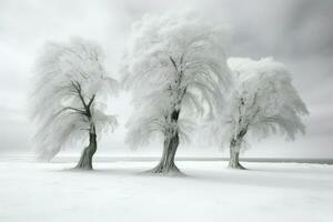 ai generiert Winter windgepeitscht Bäume - - generativ ai foto