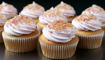 ai generiert hausgemacht Gourmet Cupcakes, ein Süss Genuss zum Geburtstag Feier generiert durch ai foto