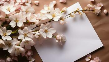 ai generiert Frische von Frühling Blüten auf Kirsche blühen Baum Ast generiert durch ai foto
