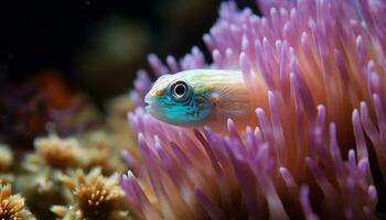 ai generiert bunt Fisch schwimmen im ein beschwingt unter Wasser Riff generiert durch ai foto