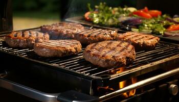 ai generiert gegrillt Fleisch auf ein Platte, bereit zu Essen generiert durch ai foto