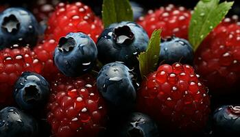 ai generiert Frische und Süße im ein saftig Blaubeere Dessert generiert durch ai foto