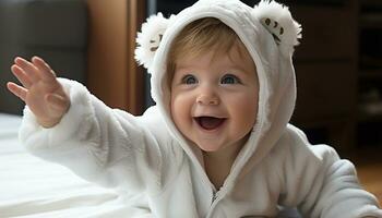 ai generiert lächelnd Baby Junge bringt Freude und Glück generiert durch ai foto