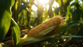 ai generiert frisch organisch Mais auf das Cob im Sommer- generiert durch ai foto