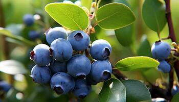 ai generiert Frische und Natur im ein schließen oben von reif Blaubeeren generiert durch ai foto