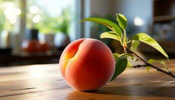 ai generiert Frische von Natur reif Obst auf Grün Tabelle generiert durch ai foto