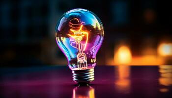 ai generiert glühend elektrisch Lampe entzündet sich hell Ideen und Kreativität generiert durch ai foto