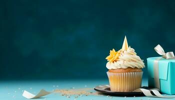 ai generiert hausgemacht Cupcake mit Schokolade Glasur, ein Süss Genuss generiert durch ai foto