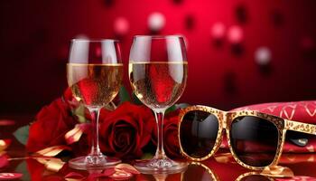 ai generiert Champagner Brille Klirren, Liebe und Feier entzünden generiert durch ai foto