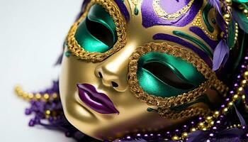 ai generiert Frauen im elegant Kostüme tragen aufwendig Maskerade Masken generiert durch ai foto