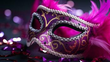 ai generiert Karneval gras Maske scheint mit Eleganz und Glanz generiert durch ai foto