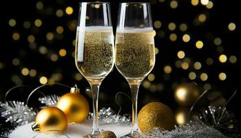 ai generiert Champagner Glas scheint im golden Weihnachten Feier generiert durch ai foto