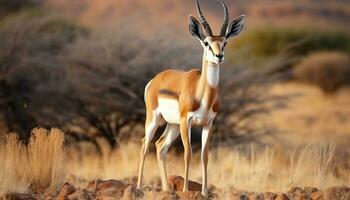 ai generiert wild Tiere im Afrika Savanne, Stehen warnen generiert durch ai foto