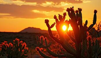 ai generiert Silhouette von Baum gegen beschwingt Sonnenuntergang Himmel generiert durch ai foto