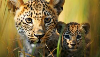 ai generiert süß Gepard starren, Schönheit im Natur, Wildnis Ruhe generiert durch ai foto