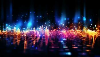 ai generiert glühend Blau Welle Muster leuchtet futuristisch Nachtclub generiert durch ai foto