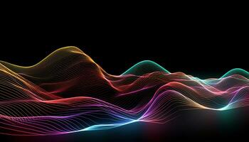 ai generiert hell Neon- Wellen fließend im ein futuristisch Hintergrund generiert durch ai foto