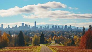 ai generiert Gelb Blätter Startseite das Landschaft, Herbst Schönheit generiert durch ai foto