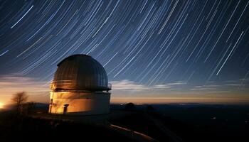 ai generiert Nacht Himmel offenbart beleuchtet Geheimnis von das Universum generiert durch ai foto