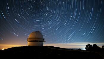 ai generiert milchig Weg leuchtet Nacht Himmel, Aufschlussreich kosmisch Schönheit generiert durch ai foto