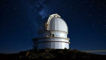 ai generiert erkunden das Nacht Himmel, ein Teleskop offenbart Wunder generiert durch ai foto