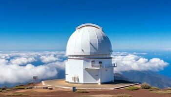 ai generiert Astronomie Teleskop erforscht das milchig Weg im Raum generiert durch ai foto