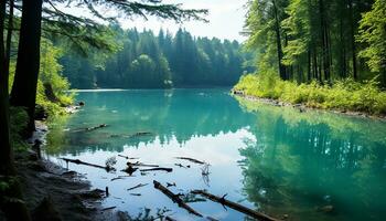 ai generiert still Szene von ein Berg Gipfel reflektieren im fließend Wasser generiert durch ai foto