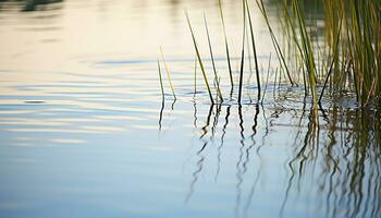 ai generiert still Szene von Blau Wasser spiegelt Natur Schönheit generiert durch ai foto