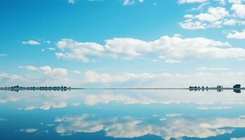 ai generiert still Szene von Blau Wasser spiegelt Natur Schönheit generiert durch ai foto