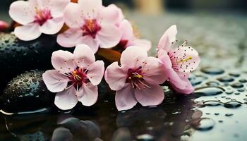 ai generiert Frische und Schönheit im Natur, Rosa Blume blühen generiert durch ai foto