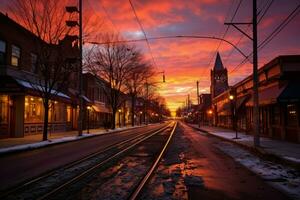 ai generiert Winter Sonnenuntergänge und die Sonne geht auf - - generativ ai foto