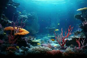 ai generiert realistisch unter Wasser Welt, bunt Leben auf unter Wasser Koralle Riff, realistisch Foto von das unter Wasser ai generiert
