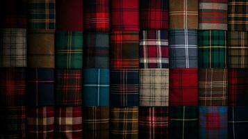 ai generiert Plaid Muster Hintergrund foto