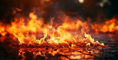 ai generiert hell Feuer, Panorama- Feuer Hintergrund - - ai generiert Bild foto