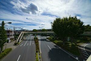 ein leeren Innenstadt Straße im Takashimadaira Tokyo breit Schuss foto