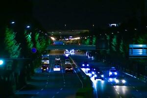 ein Nacht der Verkehr Marmelade beim das Innenstadt Straße im Takashimadaira Tokyo Tele Schuss foto