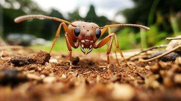 ai generiert Foto von Bulldogge Ameise auf ein Boden. generativ ai
