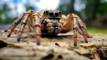 ai generiert Foto von Springen Spinne auf ein Boden. generativ ai