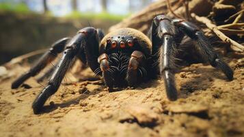 ai generiert Foto von Falltür Spinne auf ein Boden. generativ ai