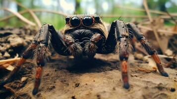 ai generiert Foto von Springen Spinne auf ein Boden. generativ ai