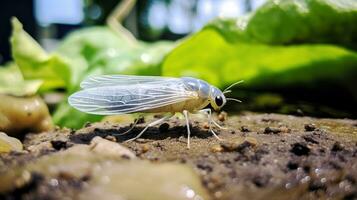 ai generiert Foto von Weiße Fliege auf ein Boden. generativ ai